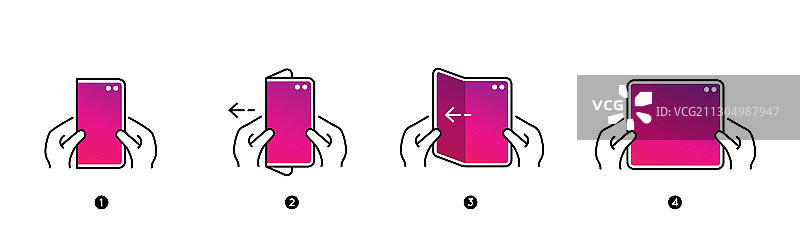 带有可折叠屏幕的智能手机平板电脑图片素材