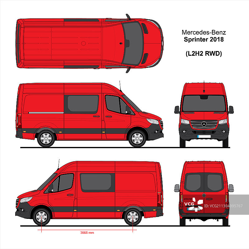 2018款梅赛德斯Sprinter L2H2后驱厢式货车图片素材