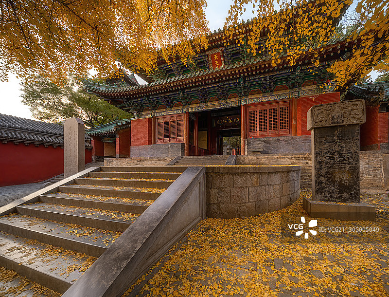 河南省郑州市登封少林寺秋色图片素材