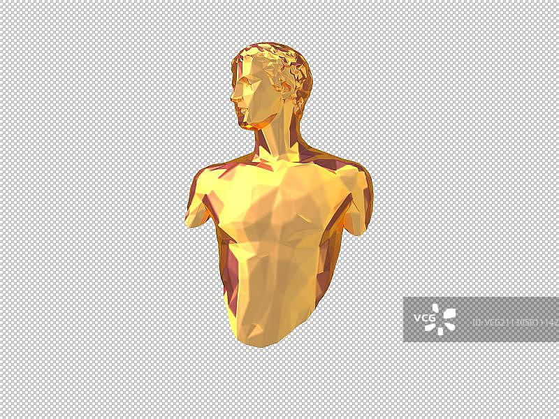 纯金的欧洲男人半身3d雕像图片素材