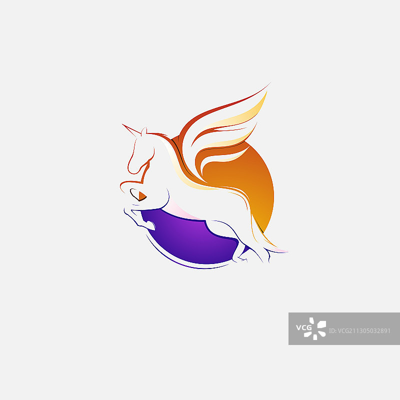 彩色飞马标志设计模板图片素材