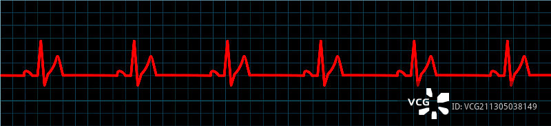 红色心跳脉冲监视器心电图和心脏符号图片素材