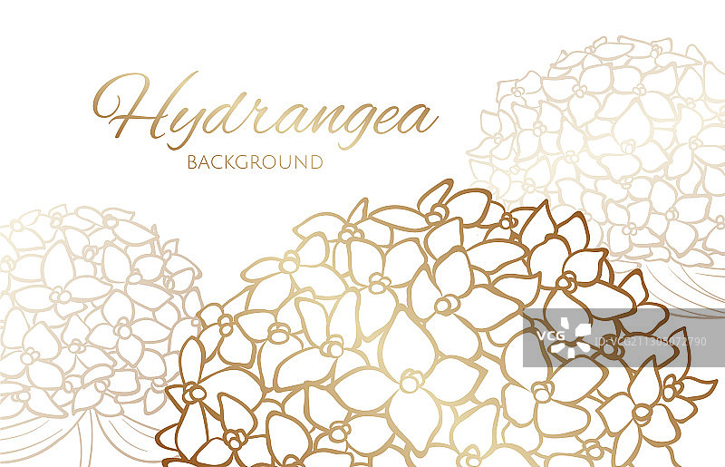 金色轮廓绣球花剪贴画背景图片素材