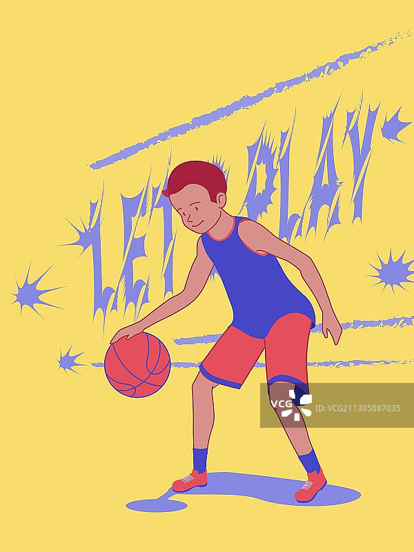 儿童拍篮球矢量图图片素材