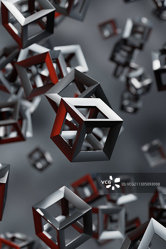 悬浮的金属超立方体背景素材图片素材