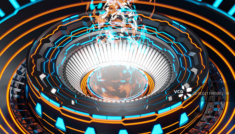 圆形科幻粒子能量中枢概念的背景插画图片素材