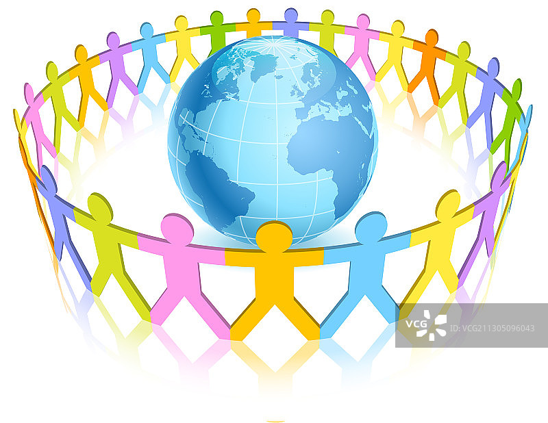 世界各地彩色人物剪影圆形图案图片素材