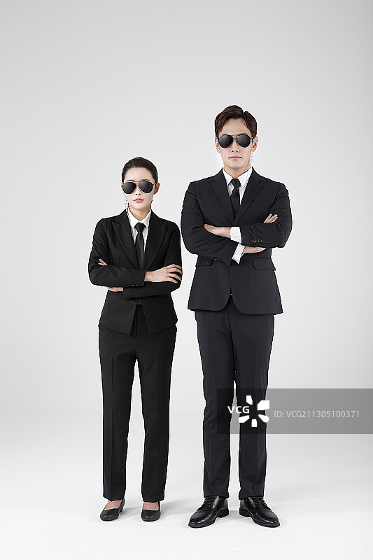 亚洲男女保安人员060图片素材