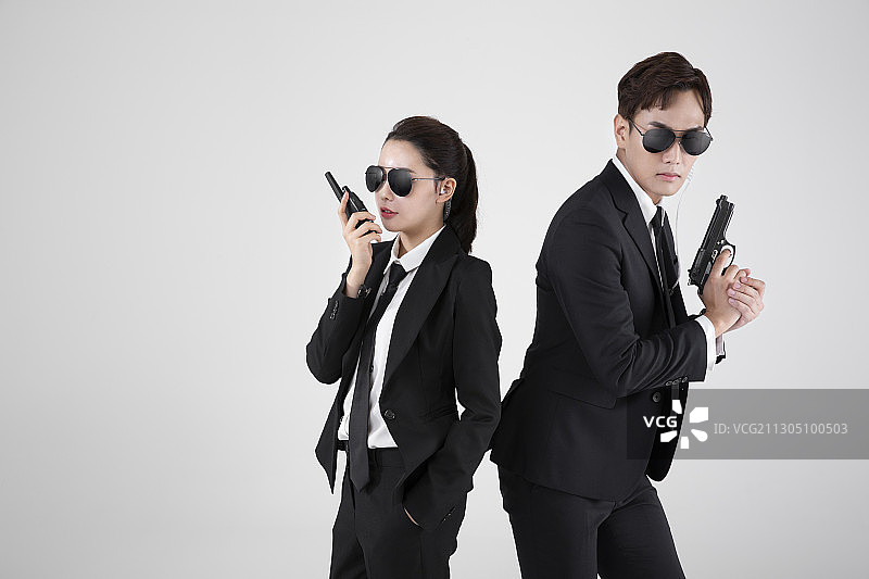 亚洲男女保安合影122图片素材