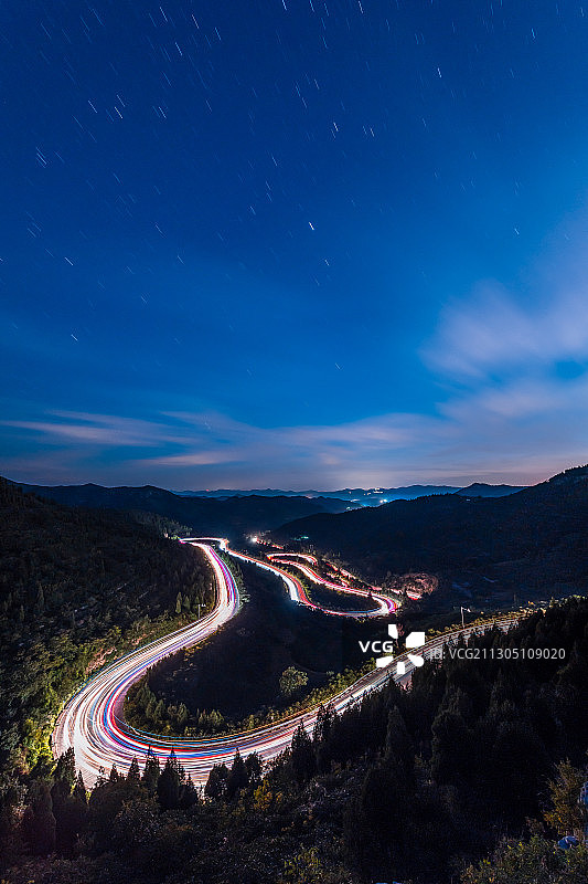 青州牛角岭车轨星空图片素材