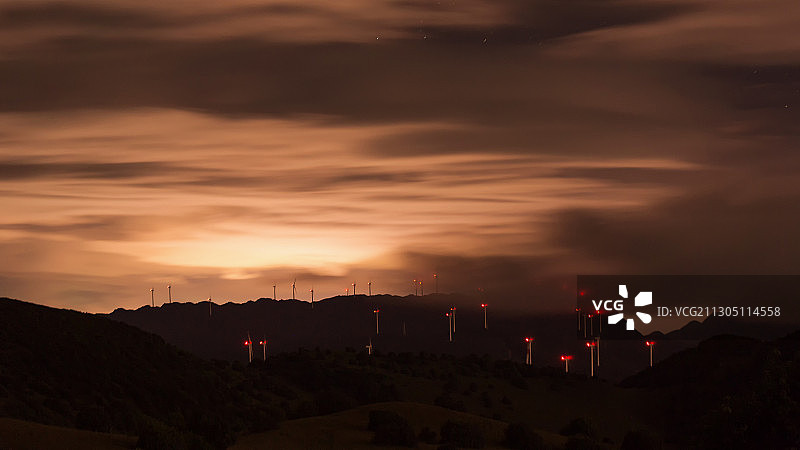 夜晚的风车山图片素材