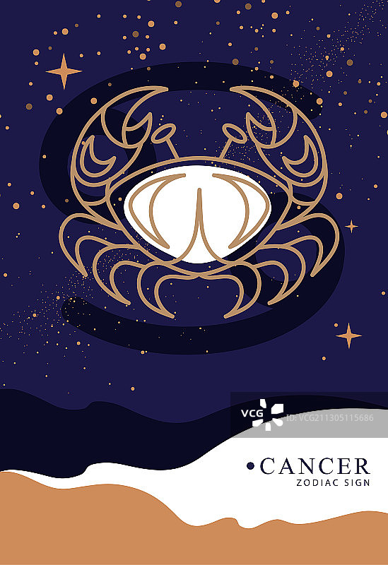 带有占星巨蟹座星座的巫术卡片图片素材