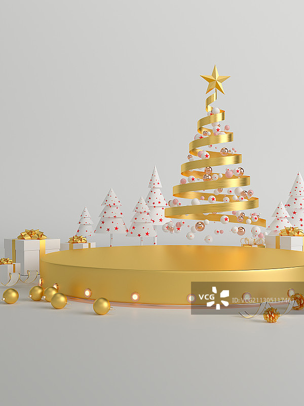 三维渲染的圣诞节产品展示平台图片素材