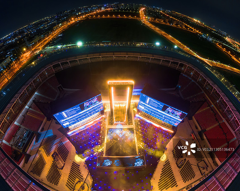 上海上港足球场城市天际线英雄联盟航拍图片素材