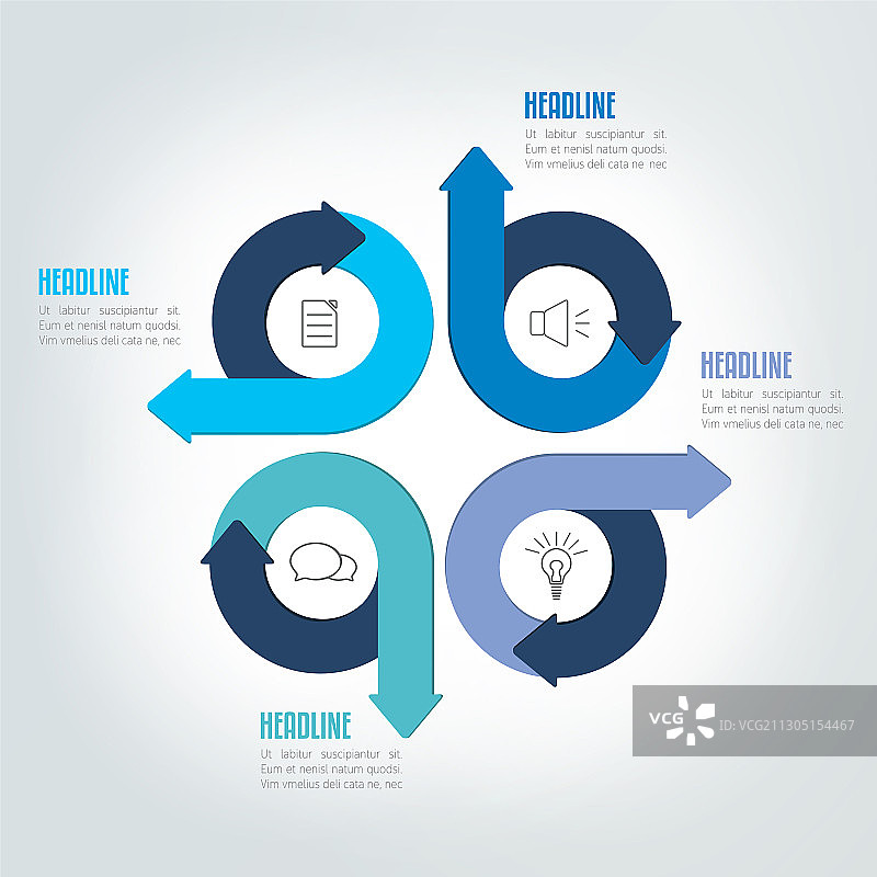 四步圆形箭头信息图方案图片素材