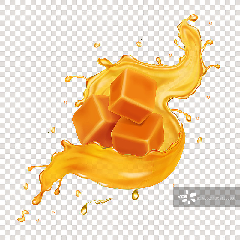 焦糖或蜂蜜飞溅切片图片素材