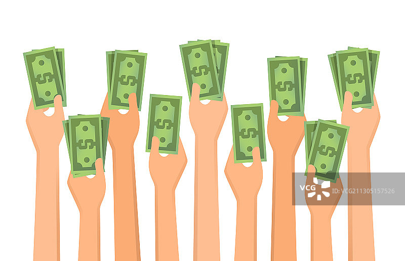 手持钞票扁平风格图片素材