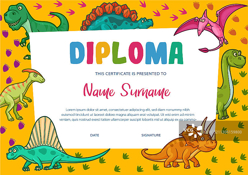 儿童毕业证书模板教育奖图片素材