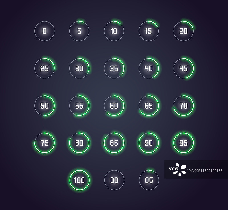霓虹灯风格加载缓冲图标合集图片素材