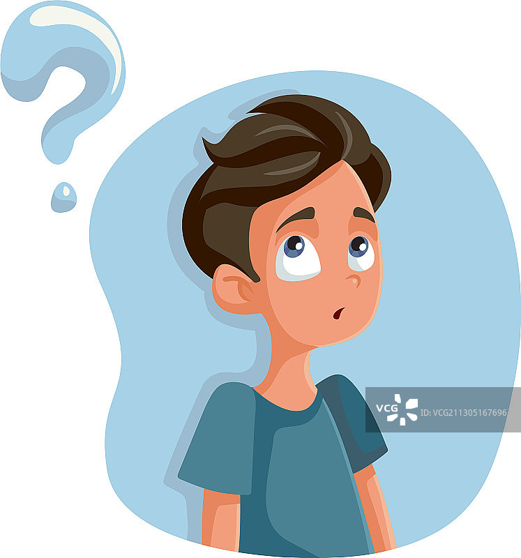 卡通青少年男孩的青春期疑问图片素材