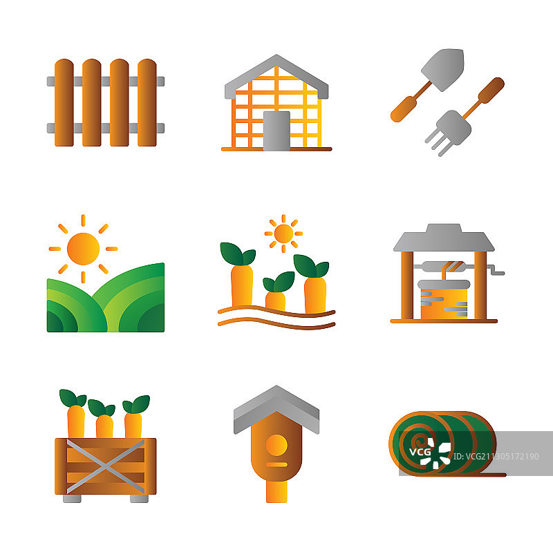 农业图标轮廓样式合集图片素材