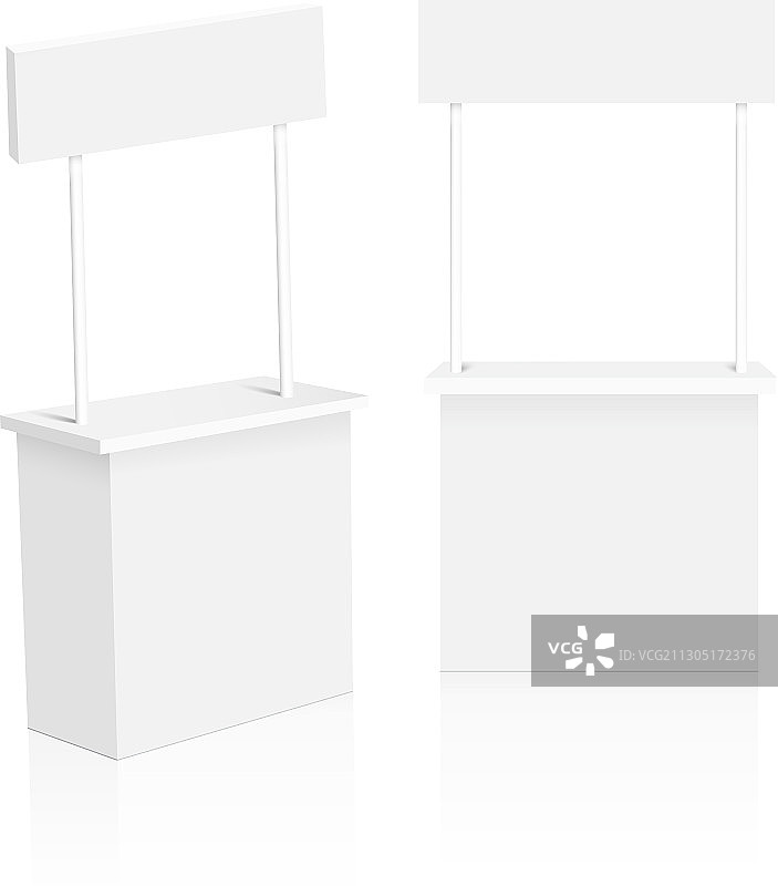 白色背景上的促销柜台交易展位图片素材