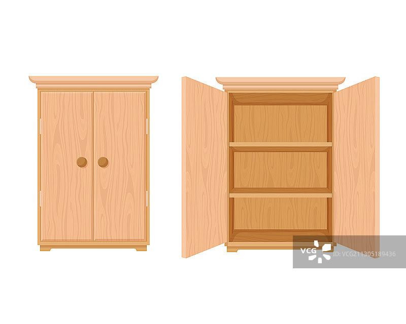 现代木制衣柜模型（开合状态）图片素材