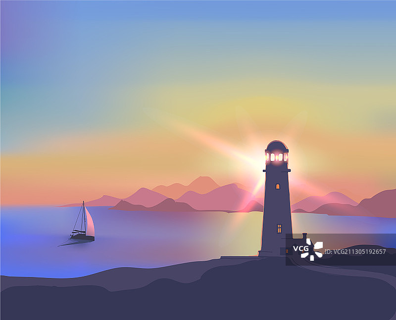 灯塔海景图片素材