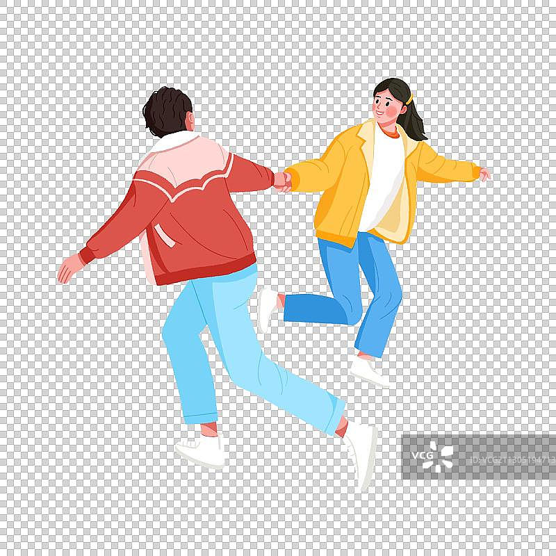手拉手转圈圈的情侣图片素材
