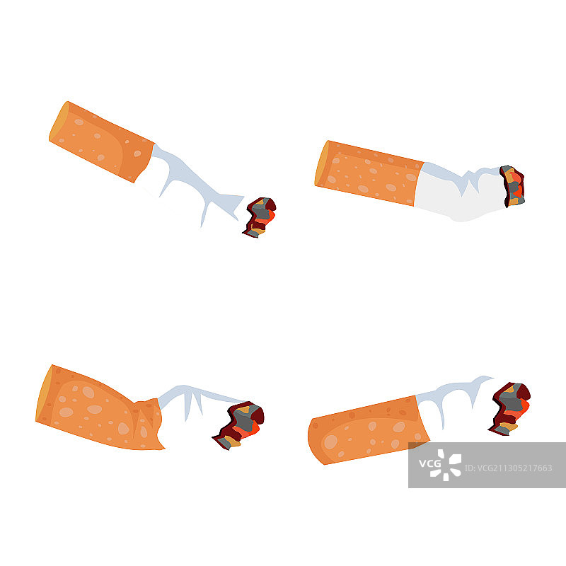 烟头扁平化套装图片素材