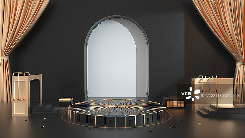 3D电商渲染模拟场景产品展台创意图图片素材