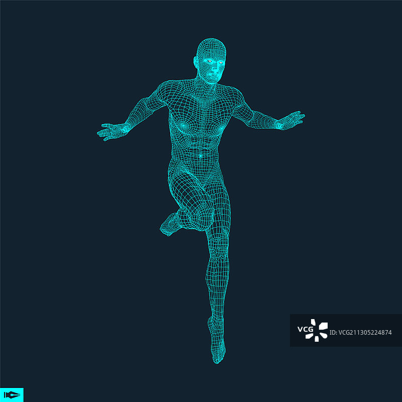 人体线框模型的3D模型图片素材