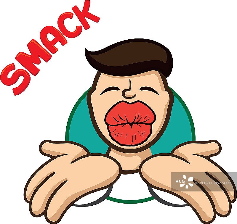 撅嘴发送飞吻的贴纸表情人物图标图片素材