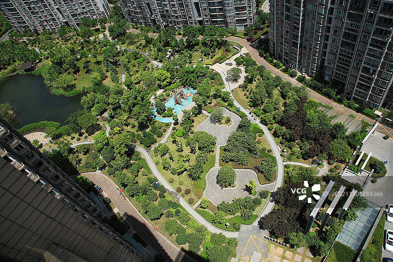 小区景观俯视图片素材