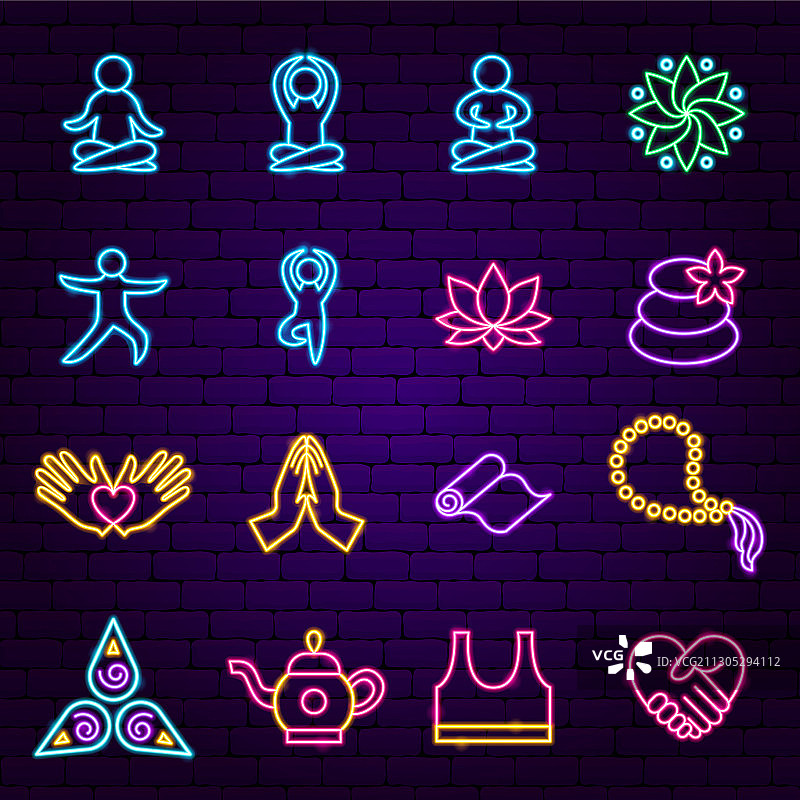 瑜伽霓虹灯图标图片素材