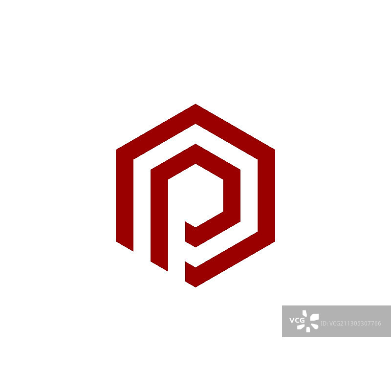 首字母P六边形标志图片素材