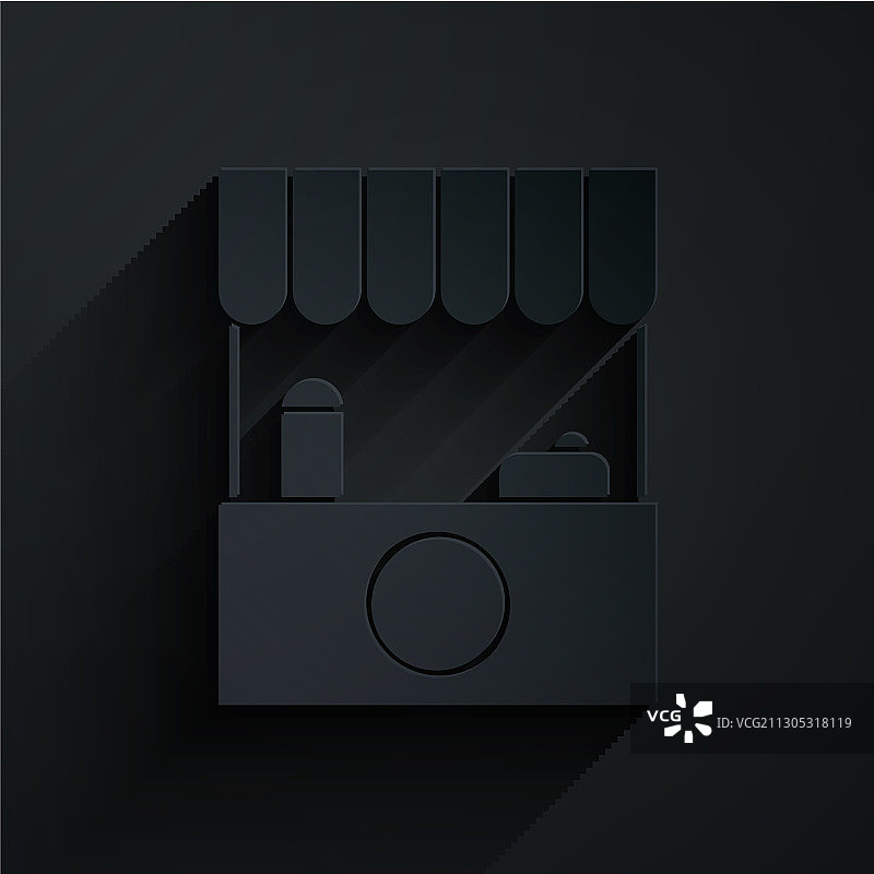 带遮阳篷和木架的剪纸街边摊图片素材