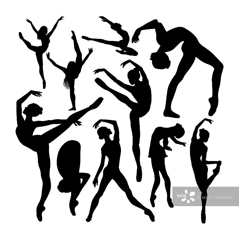 美丽的女性芭蕾舞演员剪影图片素材