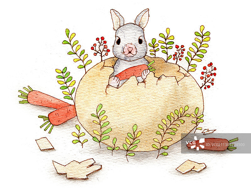 手绘水彩钢笔淡彩梅花鹿素材插画图片素材