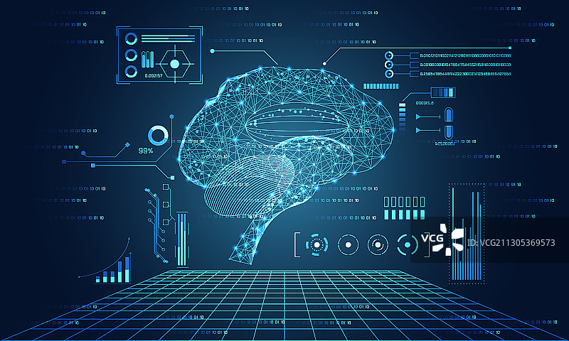 抽象科技UI未来大脑概念图片素材