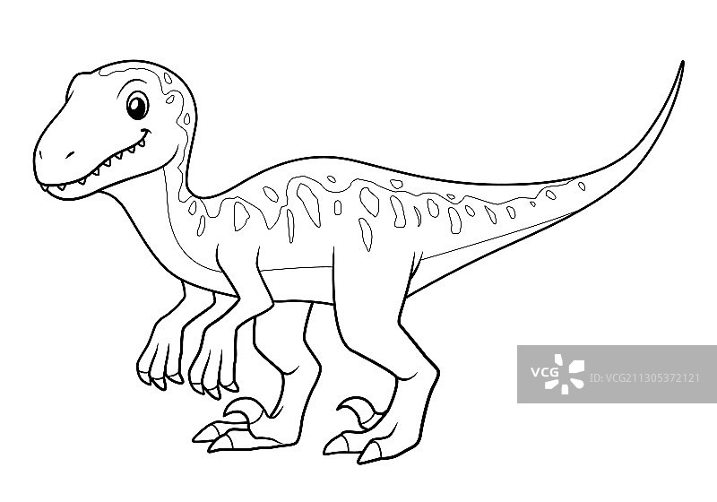 迅猛龙卡通黑白图片素材