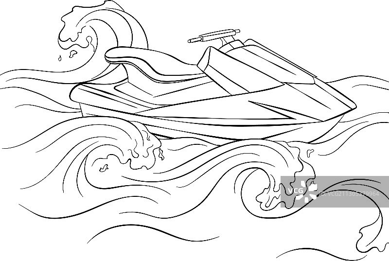 水上摩托艇线稿图片素材