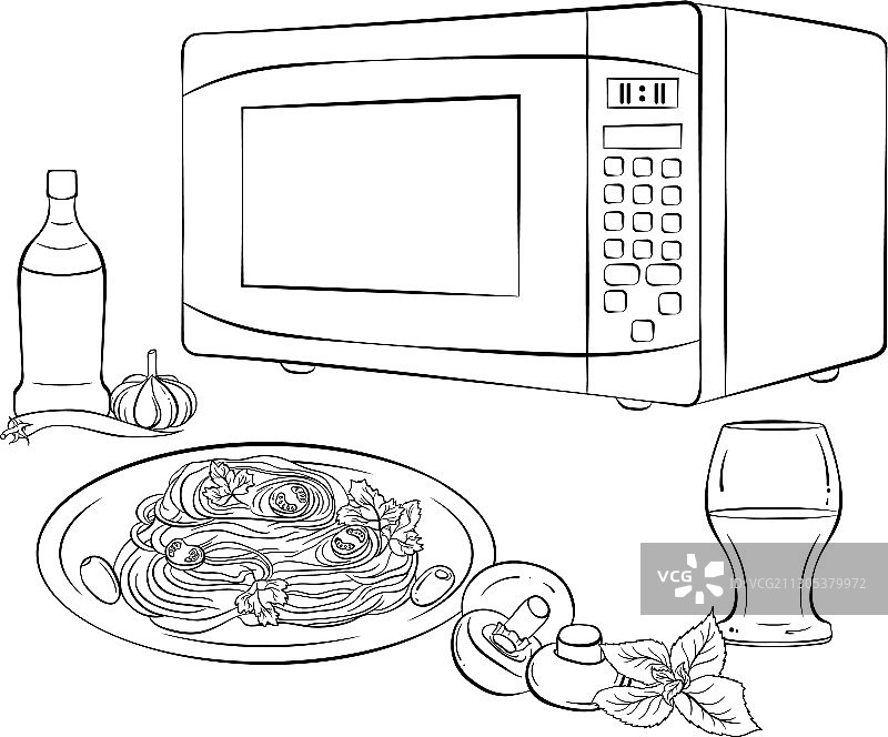 微波炉线条艺术图片素材