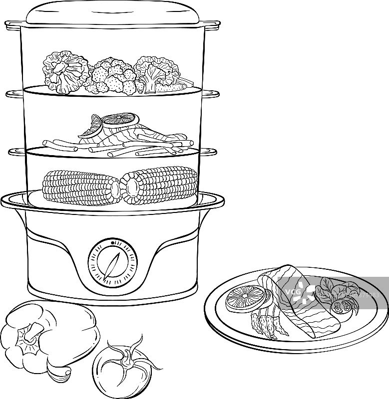 蒸锅线条艺术图片素材