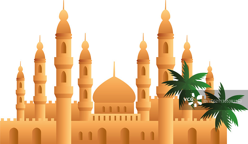 白色背景上的伊斯兰清真寺图片素材
