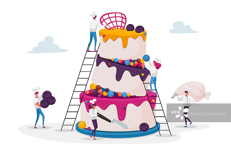 人们用奶油和浆果烹饪节日蛋糕图片素材