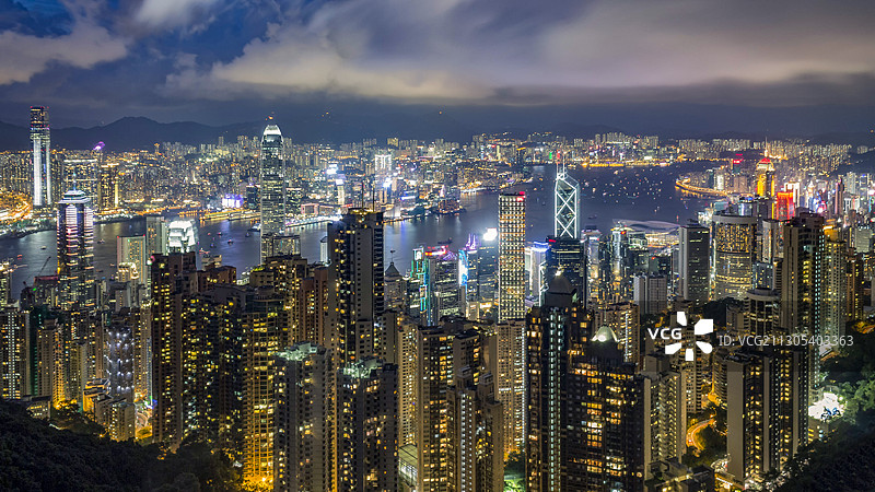 香港太平山顶缆车夜景图片素材