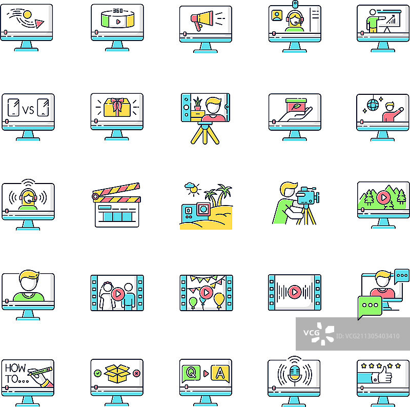 视频制作RGB颜色图标集图片素材