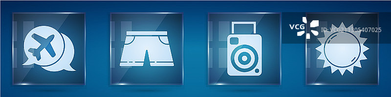 带有飞机泳裤的对话气泡集合图片素材