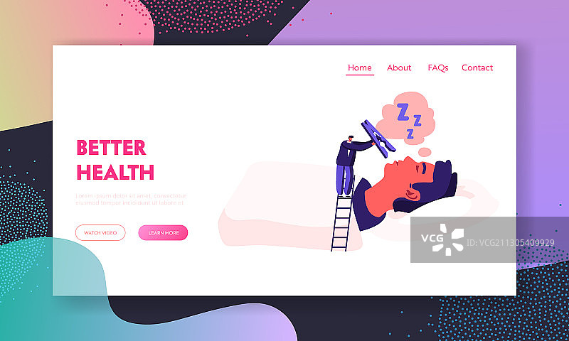 打鼾疾病引导页模板，男性图片素材